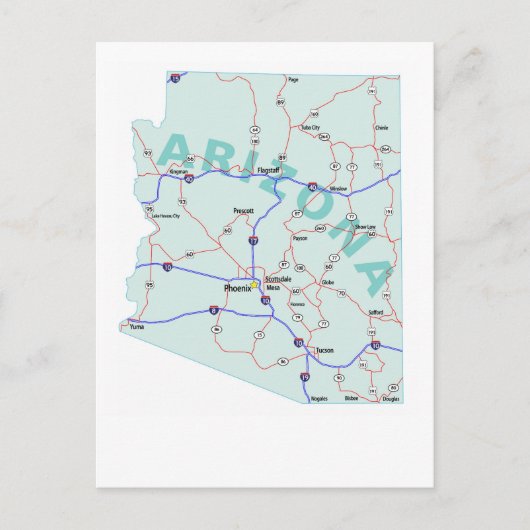 Arizona Interstate Map Briefkaart (Voorkant)