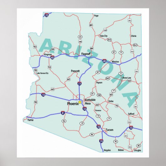 Arizona Interstate Map Print (Voorkant)