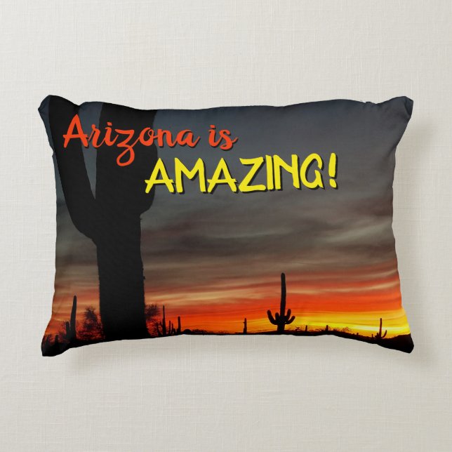"Arizona is geweldig!" Sunset Sonoran Desert Cactu Accent Kussen (Voorkant)
