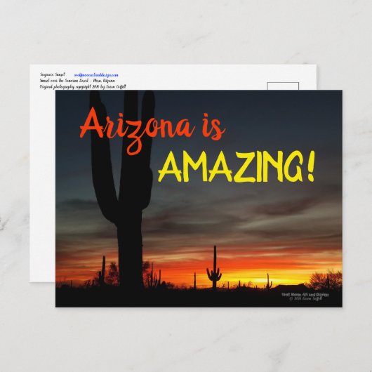 "Arizona is geweldig!" Sunset Sonoran Desert Cactu Briefkaart (Voorkant / Achterkant)