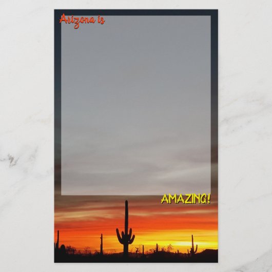 "Arizona is geweldig!" Sunset Sonoran Desert Cactu Briefpapier (Voorkant)