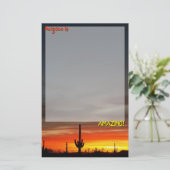 "Arizona is geweldig!" Sunset Sonoran Desert Cactu Briefpapier (Staand voorkant)