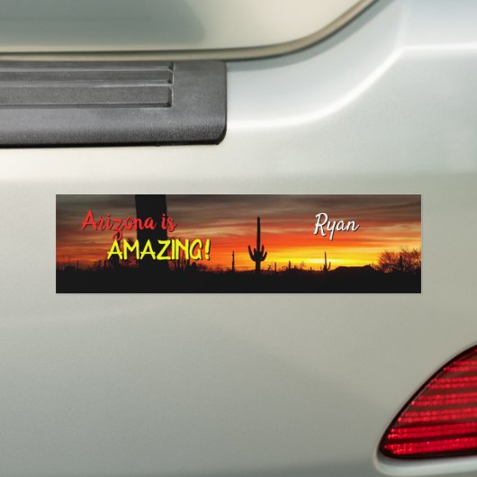 "Arizona is geweldig!" Sunset Sonoran Desert Cactu Bumpersticker (Op auto)
