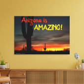 "Arizona is geweldig!" Sunset Sonoran Desert Cactu Canvas Afdruk (Insitu (Woonkamer))