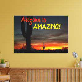 "Arizona is geweldig!" Sunset Sonoran Desert Cactu Canvas Afdruk