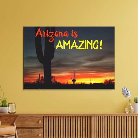"Arizona is geweldig!" Sunset Sonoran Desert Cactu Canvas Afdruk (Insitu (Woonkamer))