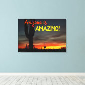 "Arizona is geweldig!" Sunset Sonoran Desert Cactu Canvas Afdruk (Insitu (Houten vloer))