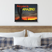 "Arizona is geweldig!" Sunset Sonoran Desert Cactu Canvas Afdruk (Insitu (Slaapkamer))