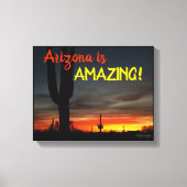 "Arizona is geweldig!" Sunset Sonoran Desert Cactu Canvas Afdruk (Voorkant)