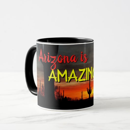 "Arizona is geweldig!" Sunset Sonoran Desert Cactu Mok (Voorkant links)