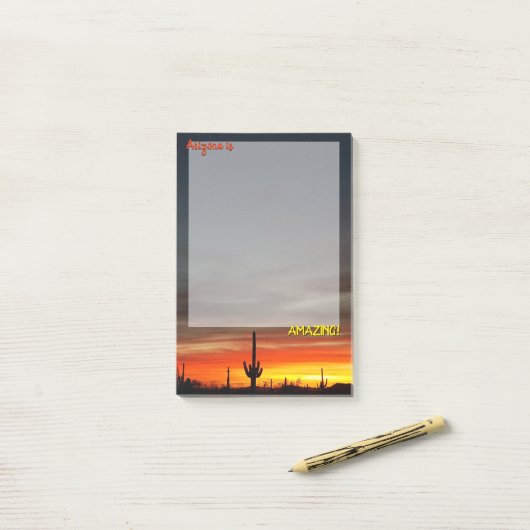 "Arizona is geweldig!" Sunset Sonoran Desert Cactu Post-it® Notes (Op bureau)