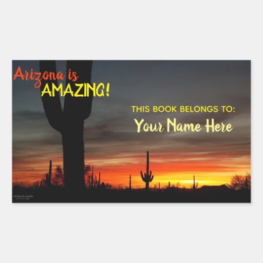 "Arizona is geweldig!" Sunset Sonoran Desert Cactu Rechthoekige Sticker (Voorkant)