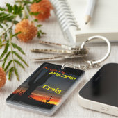 "Arizona is geweldig!" Sunset Sonoran Desert Cactu Sleutelhanger (Voorkant Rechts)