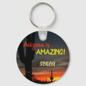 "Arizona is geweldig!" Sunset Sonoran Desert Cactu Sleutelhanger (Voorkant)