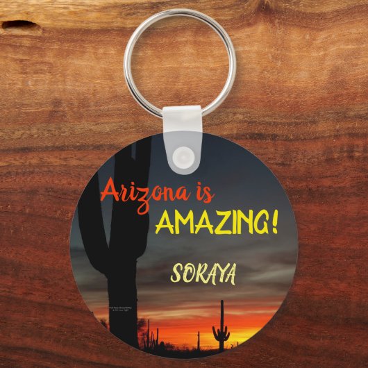 "Arizona is geweldig!" Sunset Sonoran Desert Cactu Sleutelhanger (Voorkant)