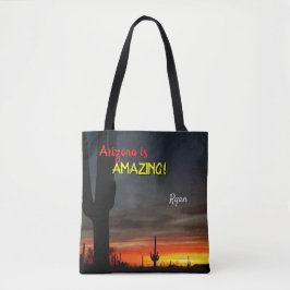 "Arizona is geweldig!" Sunset Sonoran Desert Cactu Tote Bag