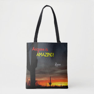 "Arizona is geweldig!" Sunset Sonoran Desert Cactu Tote Bag