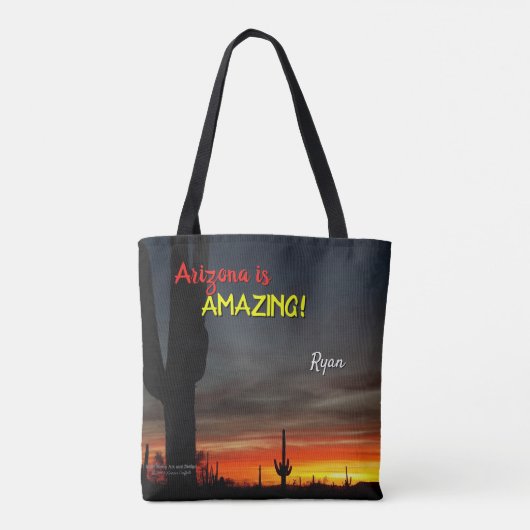 "Arizona is geweldig!" Sunset Sonoran Desert Cactu Tote Bag (Achterkant)