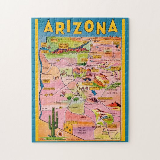 Arizona Kaart 11x14 Jigsaw Puzzel (Verticaal)