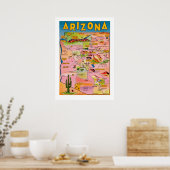 Arizona kaart 20x28 poster afdruk (Keuken)