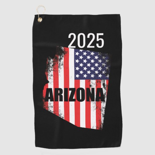 Arizona Kaart Amerikaanse Vlag Vrijheid 2025 Golfhanddoek (Voorkant)
