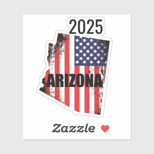 Arizona Kaart Amerikaanse Vlag Vrijheid 2025 Sticker (Vel)