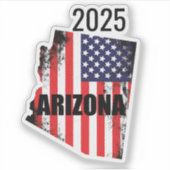 Arizona Kaart Amerikaanse Vlag Vrijheid 2025 Sticker (Voorkant)