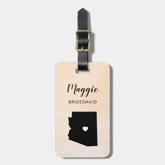 Arizona kaart bagagelabel voor huwelijksfeest welk (Voorkant verticaal)