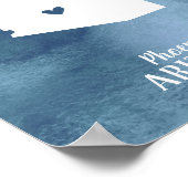 Arizona Kaart Blauwe Waterverf Gepersonaliseerde k Poster (Hoek)