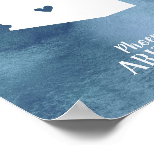 Arizona Kaart Blauwe Waterverf Gepersonaliseerde k Poster (Hoek)