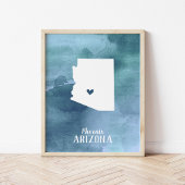 Arizona Kaart Blauwe Waterverf Gepersonaliseerde k Poster
