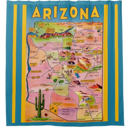 Arizona Kaart Douchegordijn (Voorkant)