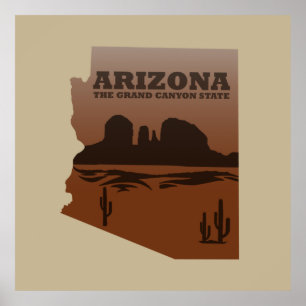 Arizona kaart Grand Canyon landschap Poster