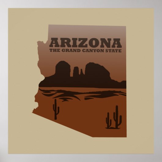 Arizona kaart Grand Canyon landschap Poster (Voorkant)