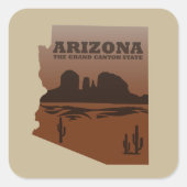 Arizona kaart Grand Canyon landschap Vierkante Sticker (Voorkant)