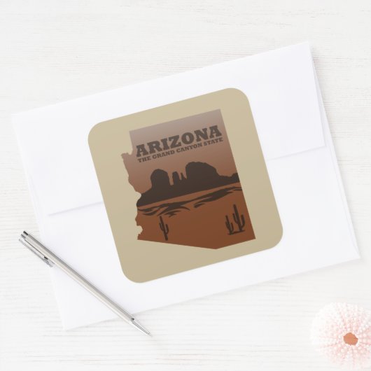 Arizona kaart Grand Canyon landschap Vierkante Sticker (Envelop)