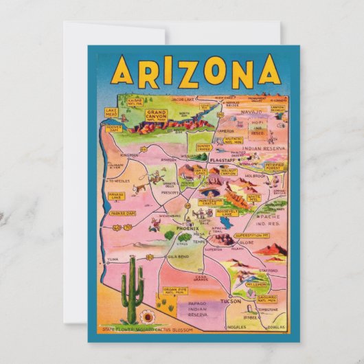 Arizona Kaart Plat Kaart (Voorkant)