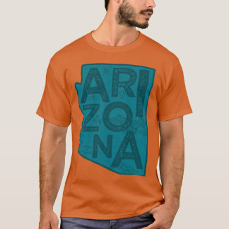 Arizona kaart typografie marineblauw t-shirt