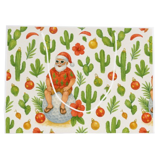 Arizona Kerstmis met Cactus Kerstman Golfer Groot Cadeauzakje (Achterkant)
