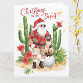 Arizona Kerstmis met Kerstman en Cactus Kaart (Gele Bloem)