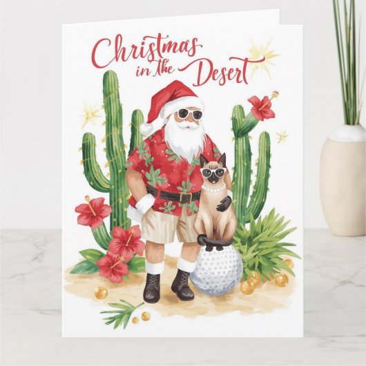 Arizona Kerstmis met Kerstman en Cactus Kaart (Voorkant)