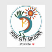 Arizona Kokopelli met Sun Custom 4" Vinyl Sticker (Vel)