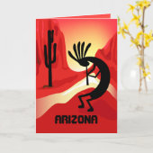 Arizona Kokopelli Sunset Wenskaart Kaart (Gele Bloem)