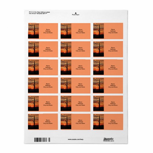 Arizona landschap zonsondergang sjabloon etiket (Full Sheet)