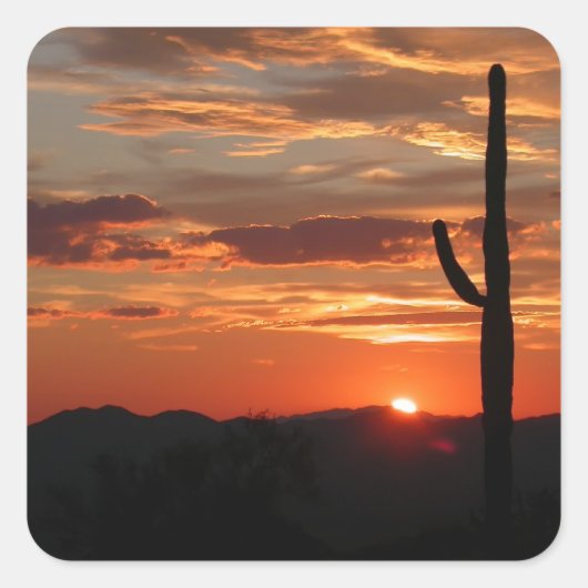 Arizona landschap zonsondergang vierkante sticker (Voorkant)