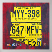 Arizona License Bord Map Poster (Voorkant)
