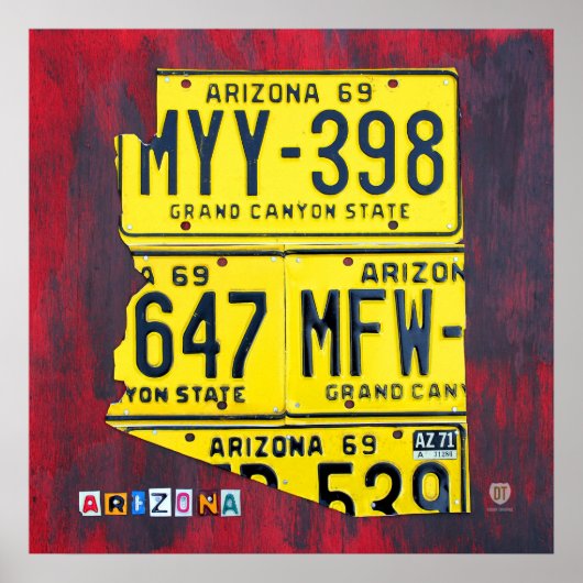 Arizona License Bord Map Poster (Voorkant)