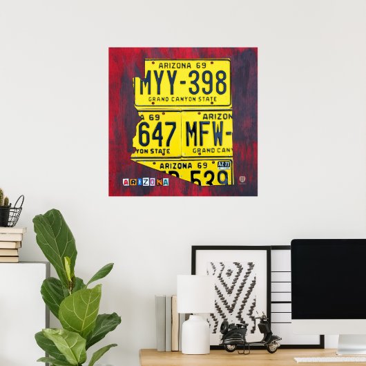 Arizona License Bord Map Poster (Thuiskantoor)