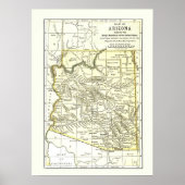 Arizona Map 1891 Towns Rail and Reservations Poster (Voorkant)