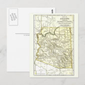 Arizona Map 1891 Towns, Rail, Indische reservering Briefkaart (Voorkant / Achterkant)